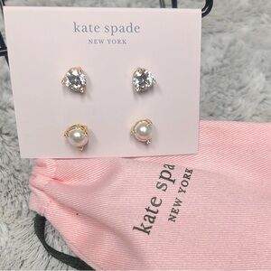 kate spade Gold and Silver Stud Earrings Set New with Dustbag